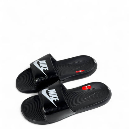 ⚫ Nike Carbon Fiber Strap Slides – Black Comfort Slippers with White Swoosh ✔️