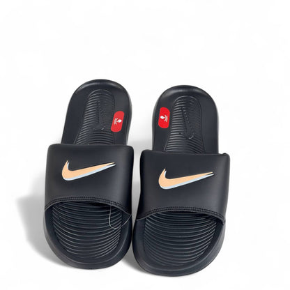 ✨ Nike Black Slides with Golden Swoosh – Premium Comfort Slippers 🖤💛