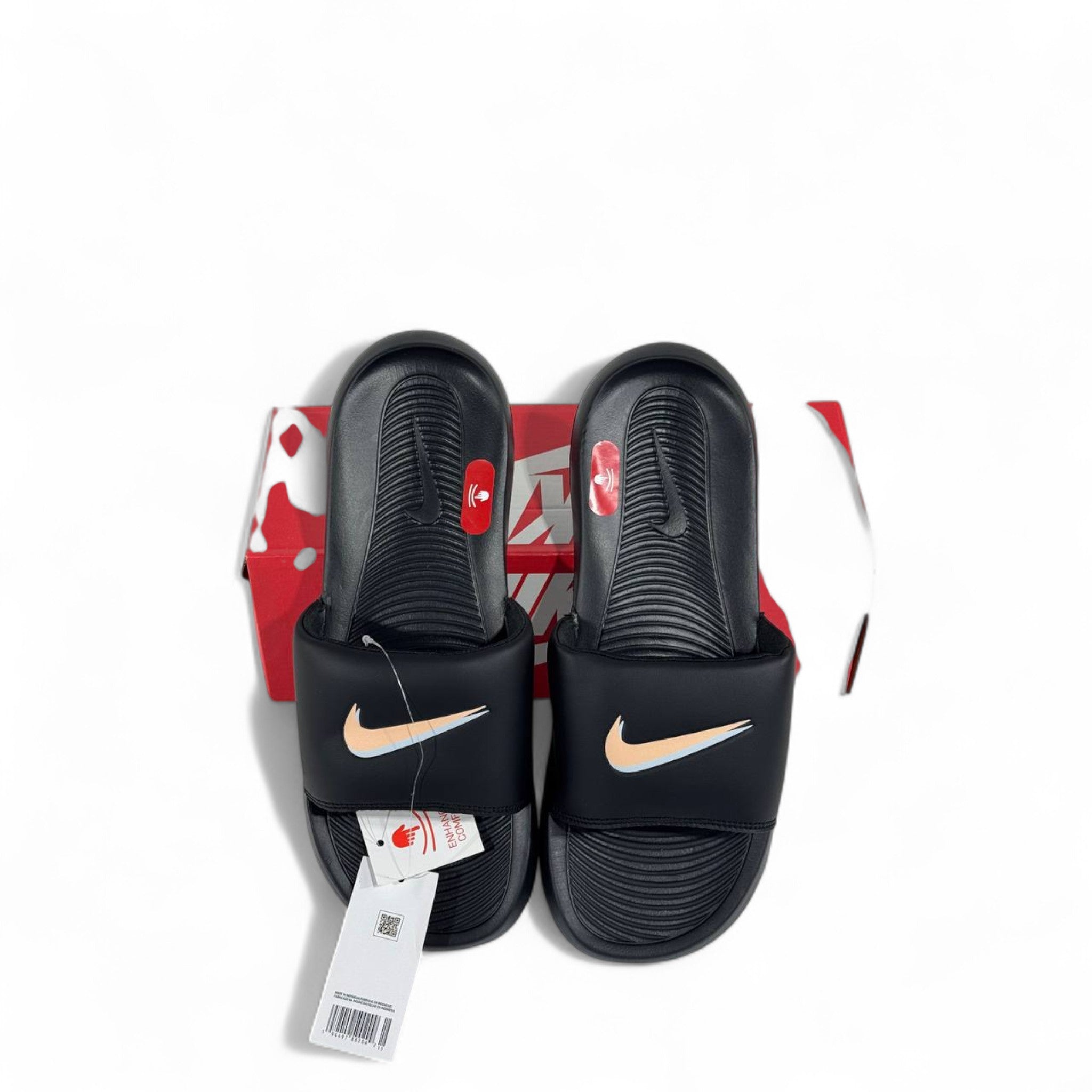 ✨ Nike Black Slides with Golden Swoosh – Premium Comfort Slippers 🖤💛