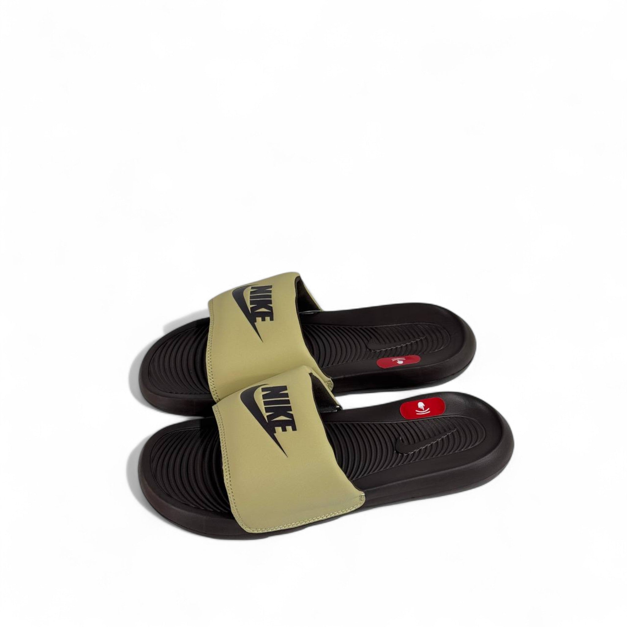 🤎 Nike Olive & Brown Slides – Classic Comfort Slippers with Black Swoosh ✔️