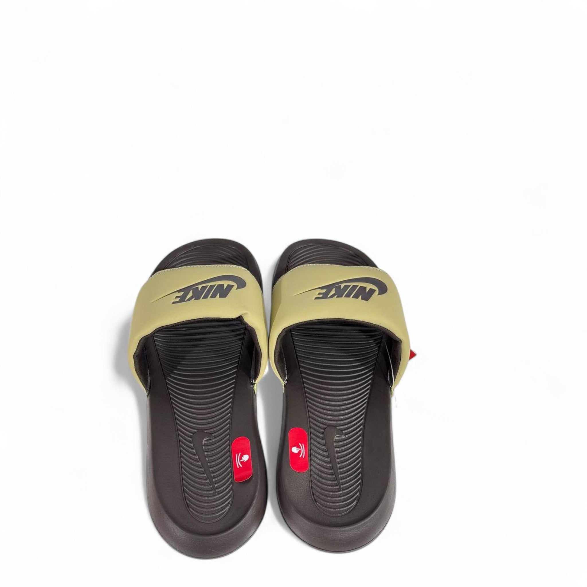🤎 Nike Olive & Brown Slides – Classic Comfort Slippers with Black Swoosh ✔️