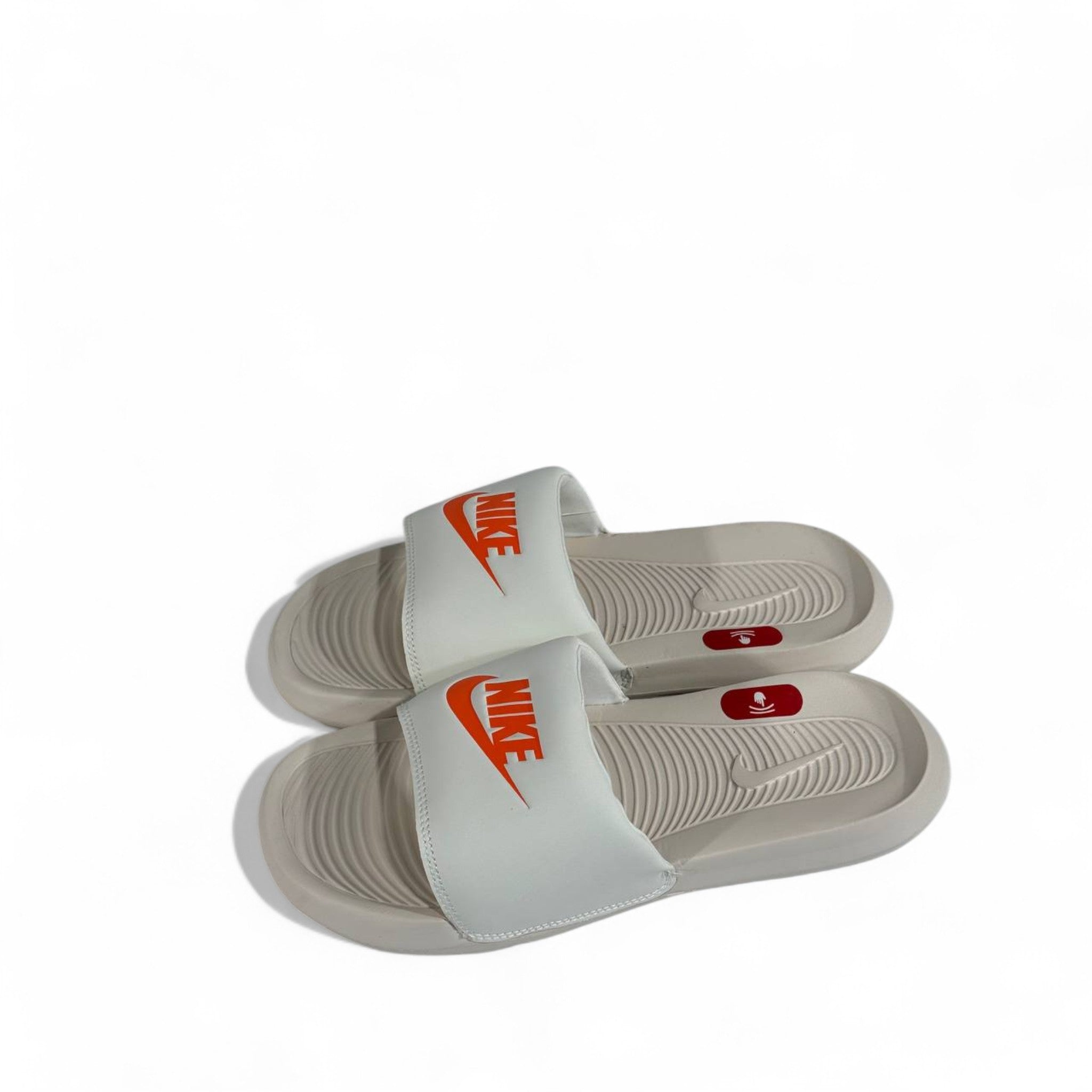 🟠 Nike white Slides with Orange Swoosh – Bold Summer Comfort ☀️