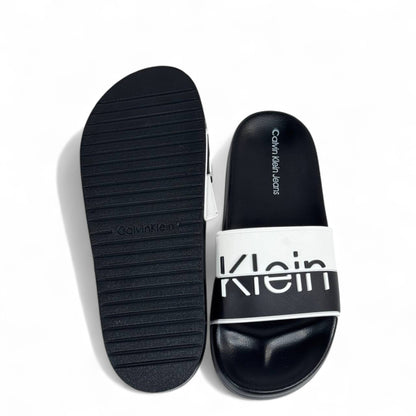 ⚫⚪ Calvin Klein Jeans Black & White Slides | Modern Comfort & Bold Style
