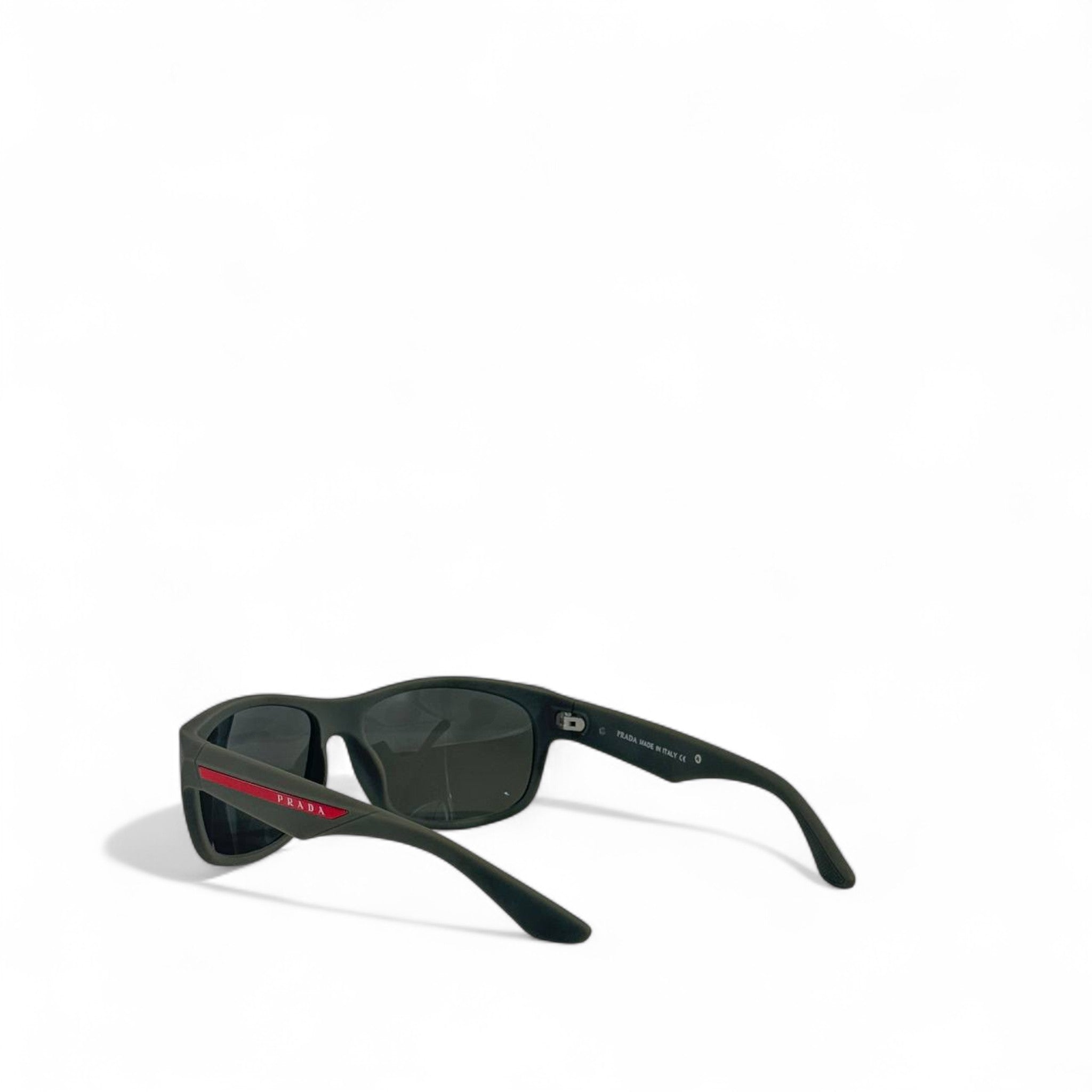 🕶 Prada Linea Rossa Sport Sunglasses – dark olive & Red Stripe Edition