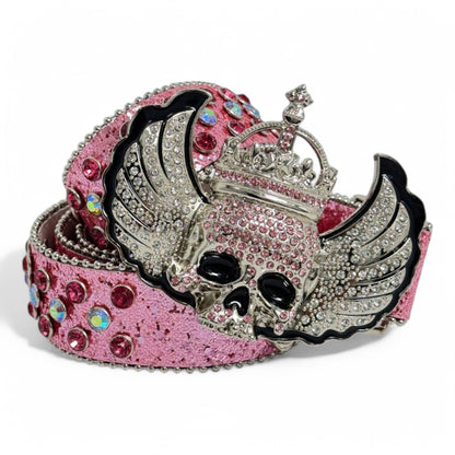 Royal Reaper Winged Skull Belt – Crowned Gothic Majesty