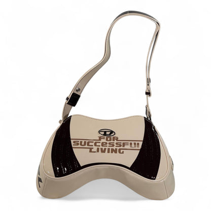 DIESEL Beige & Brown Y2K Shoulder Bag ✨🤎 | “For Successful Living” Gloss Edition