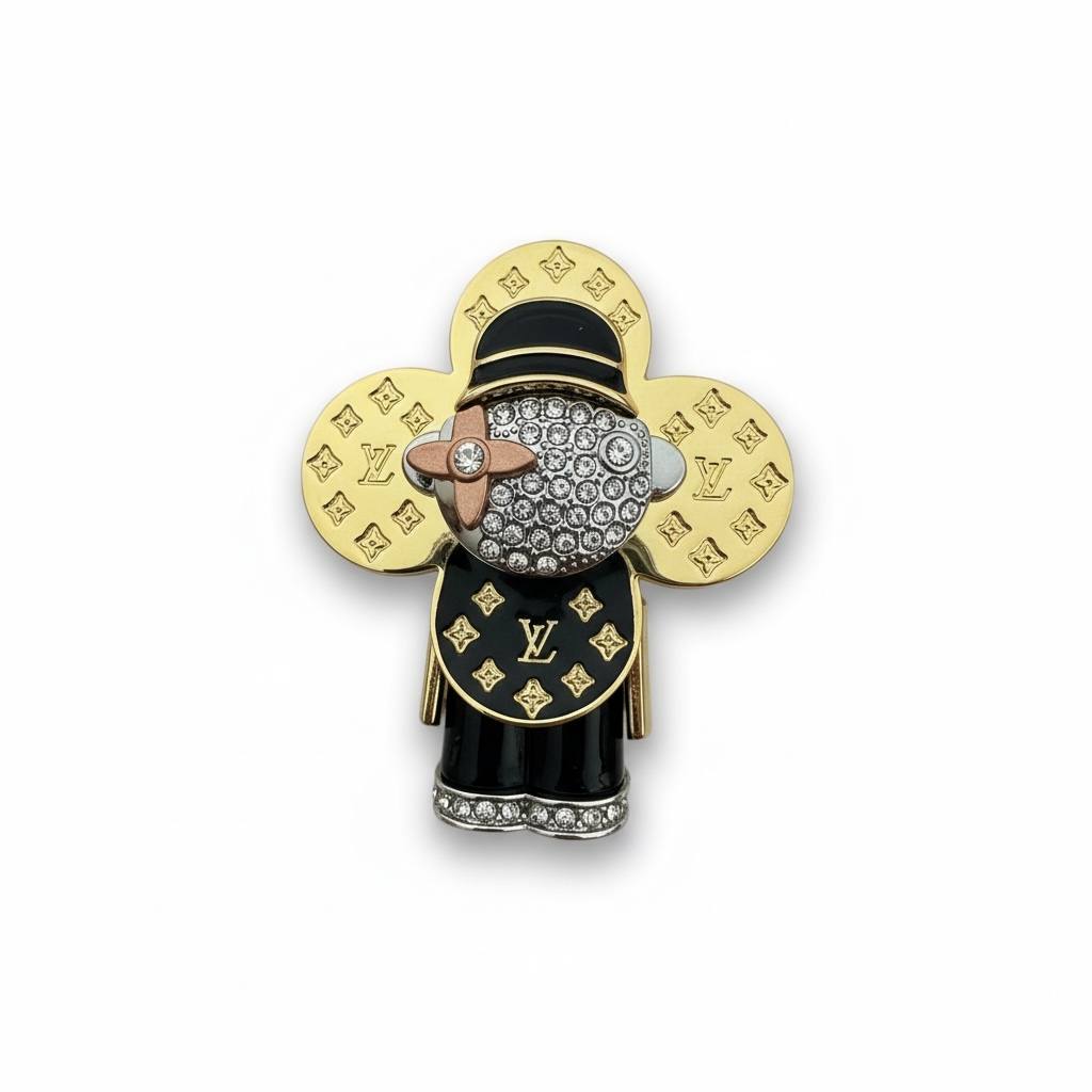 Louis Vuitton Vivienne Monogram Crystal Pendant ✨🖤 | Gold & Black Collector Edition