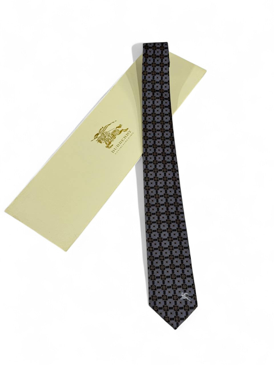 ✨ Burberry Luxury Silk Tie – Grey & Black Check Pattern 👔💼 | Designer Men’s Necktie
