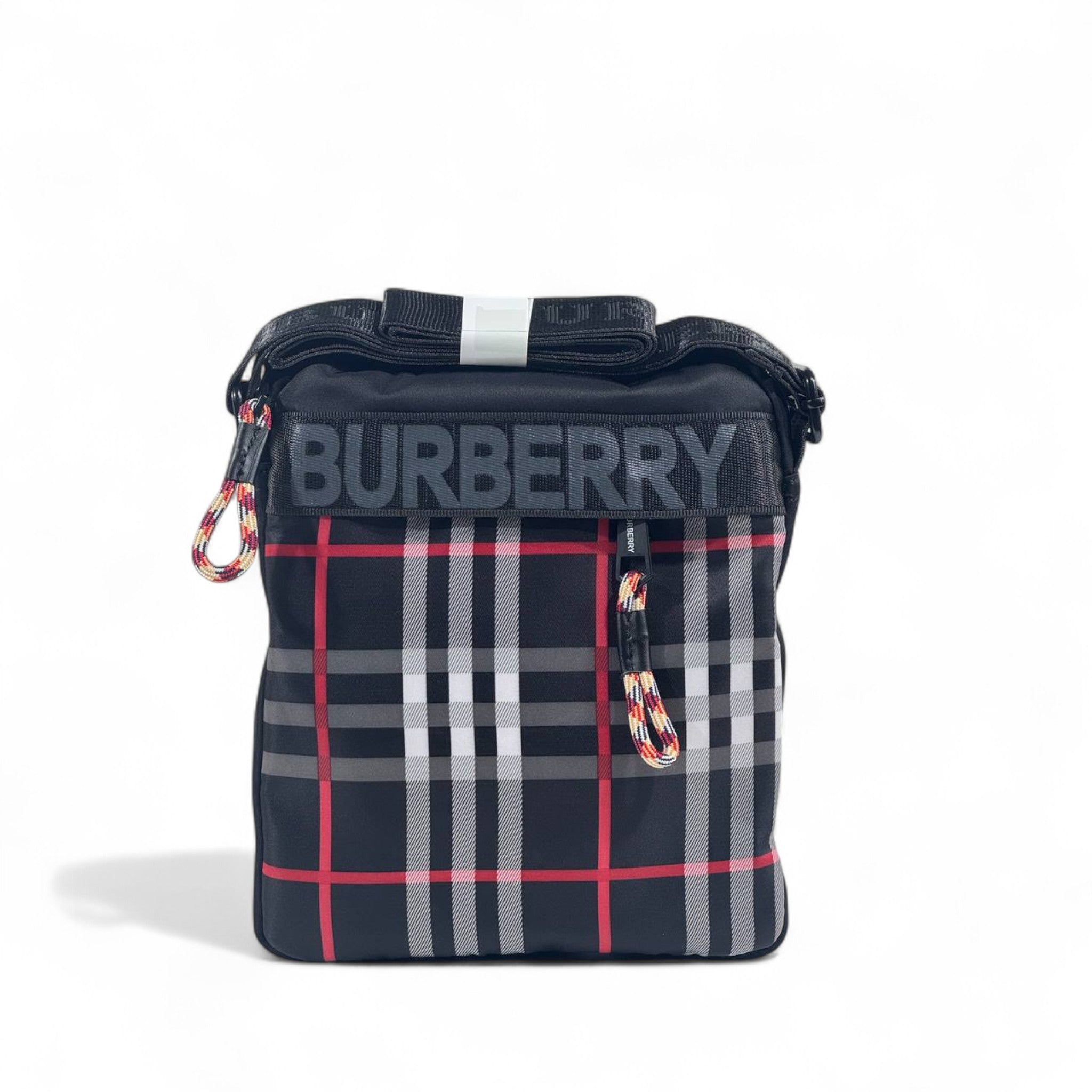 🖤 Burberry Crossbody Bag – Black Check with Red Accents 🎒✨ | Designer Men’s & Women’s Shoulder Bag