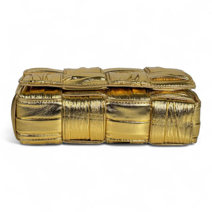 Bottega Veneta Gold Padded Cassette Bag ✨💛 | Metallic Intreccio Luxury Shoulder Bag