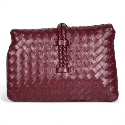 Bottega Veneta Mini Woven Knot Flap Bag – Burgundy (Premium Leather) 🍷✨