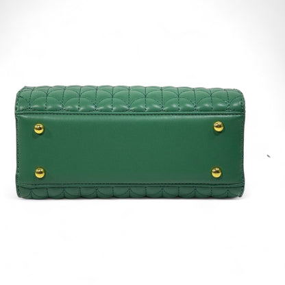 BVLGARI Emerald Green Quilted Handbag with Gold Serpent Handles – Luxury Signature Edition 💚✨