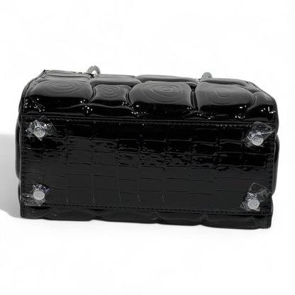 Dior Black Patent Lady Bag – Glossy Cannage Luxe with Crystal Charms 🖤✨
