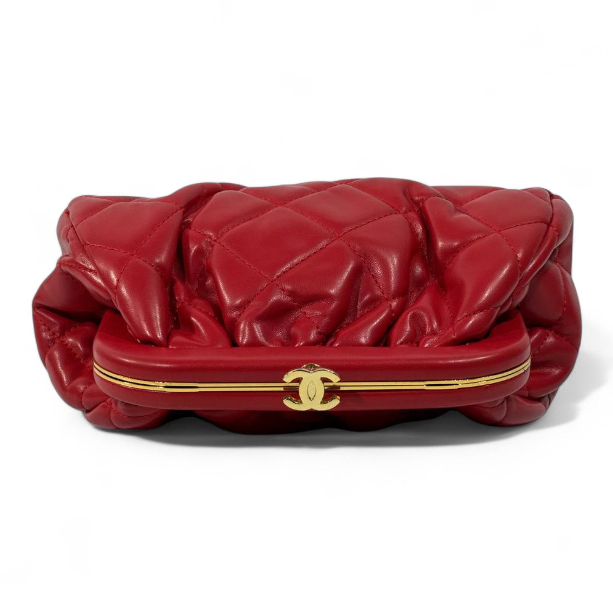 Chanel Red Quilted Clutch – Soft Pillow Leather with Vintage Frame 🔥✨
