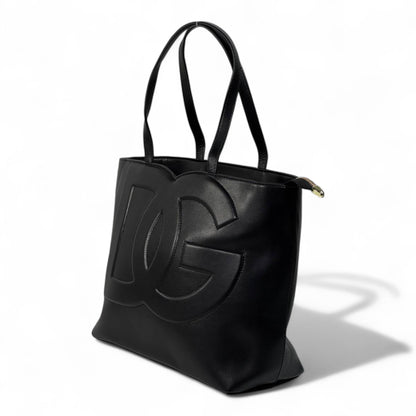 Dolce & Gabbana Black Leather DG Tote Bag ✨🖤 | Iconic Embossed Logo Shopper