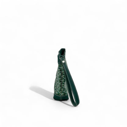 ✨ Goyard-Inspired Green Monogram Wristlet Pouch – Luxury Edition ✨