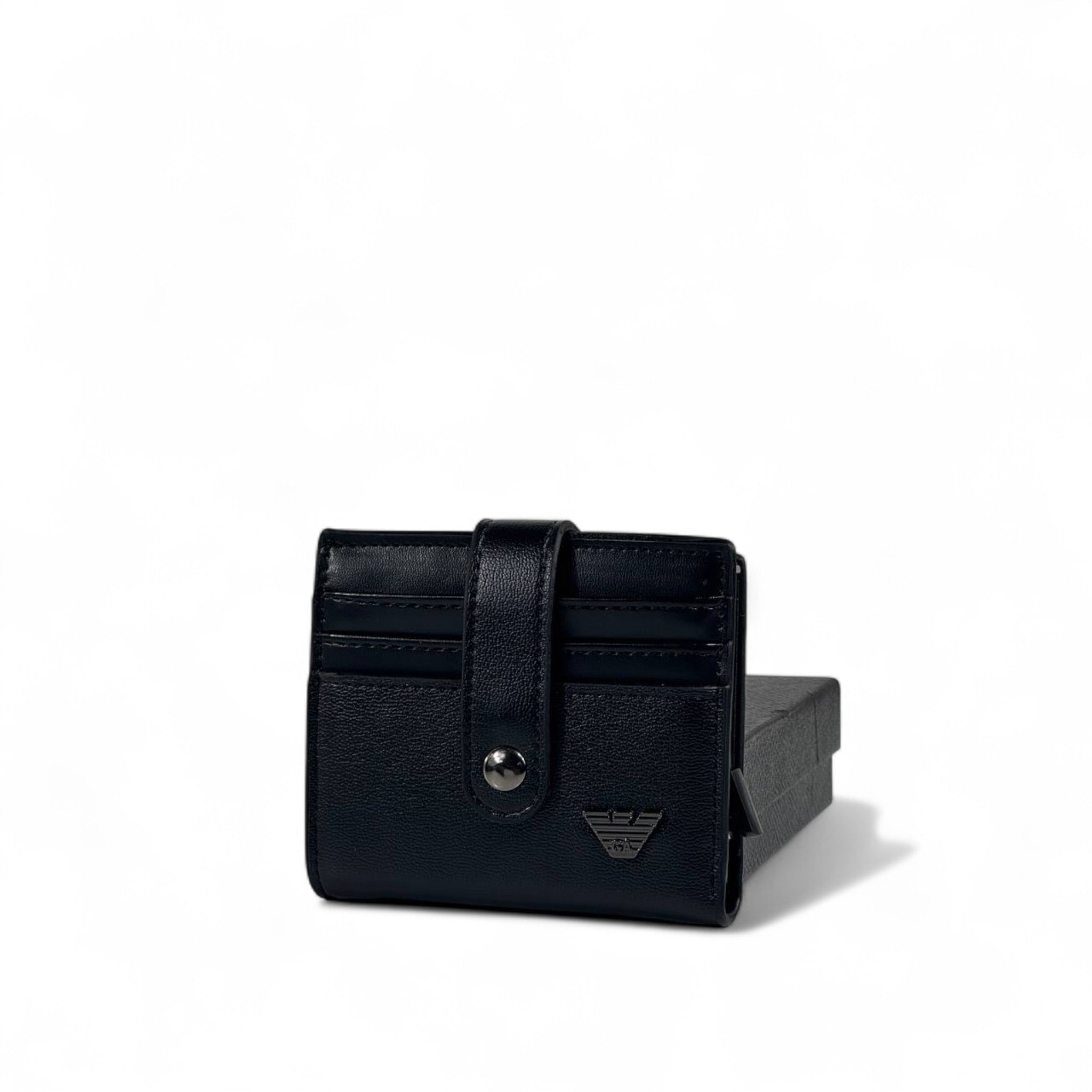 🖤 Emporio Armani Black Leather Wallet – Compact Trifold with Card Holder