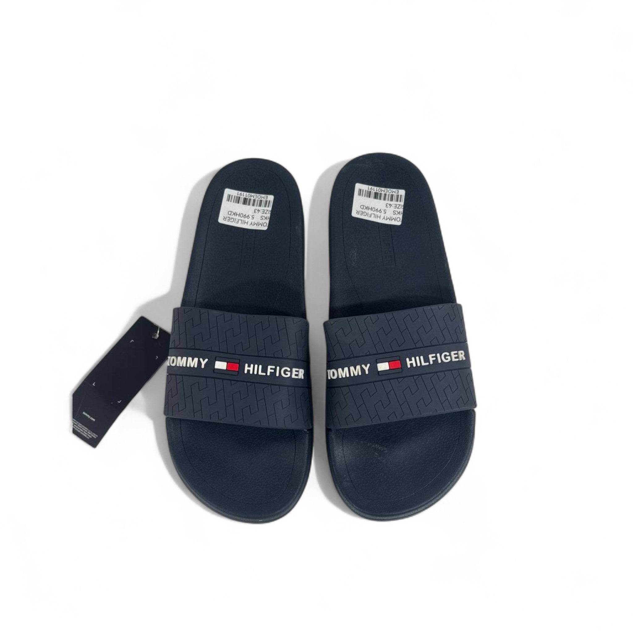 🔵 Tommy Hilfiger Navy Blue Slides – Classic Flag Logo Slippers