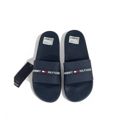 🔵 Tommy Hilfiger Navy Blue Slides – Classic Flag Logo Slippers
