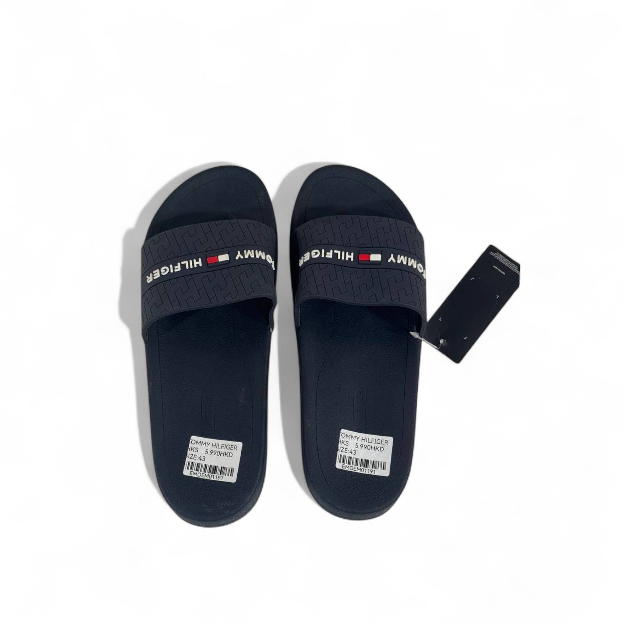 🔵 Tommy Hilfiger Navy Blue Slides – Classic Flag Logo Slippers