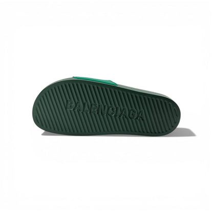 🟢 Balenciaga Slides – Green Logo Edition 🤍✨