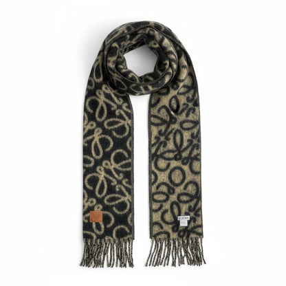 🖤✨ LOEWE Anagram Wool Scarf – Black & Beige Luxury Edition