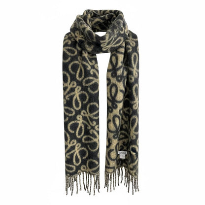 🖤✨ LOEWE Anagram Wool Scarf – Black & Beige Luxury Edition