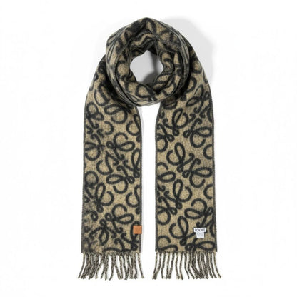 🖤✨ LOEWE Anagram Wool Scarf – Black & Beige Luxury Edition