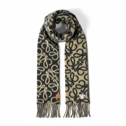 🖤✨ LOEWE Anagram Wool Scarf – Black & Beige Luxury Edition