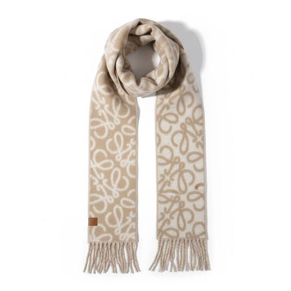 🤍✨ LOEWE Anagram Wool Scarf – Beige & Cream Edition