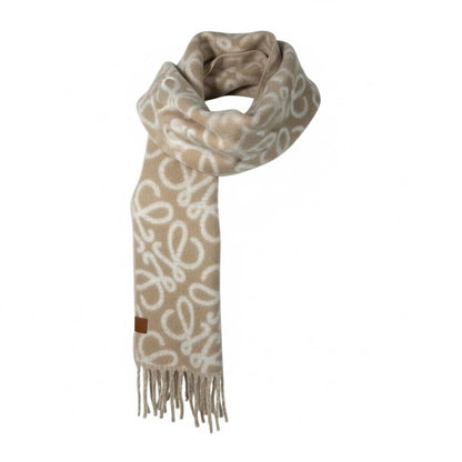🤍✨ LOEWE Anagram Wool Scarf – Beige & Cream Edition