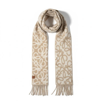 🤍✨ LOEWE Anagram Wool Scarf – Beige & Cream Edition
