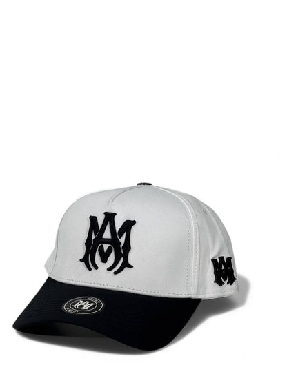 Amiri Luxury Two-Tone Cap – White & Black Edition 🧢⚪⚫ (Premium Embroidered Unisex)