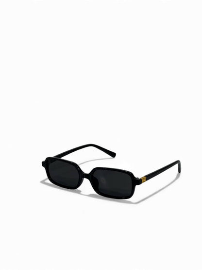 🖤 Miu Miu Inspired Slim Rectangle Sunglasses – Black & Gold