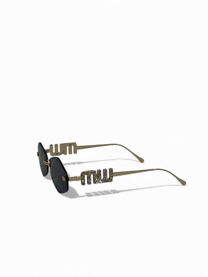 ✨ Miu Miu Crystal-Detail Rectangle Sunglasses – Black