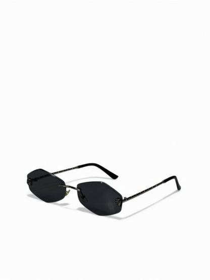 💎 BVLGARI Black Hexagon Rimless Luxury Sunglasses