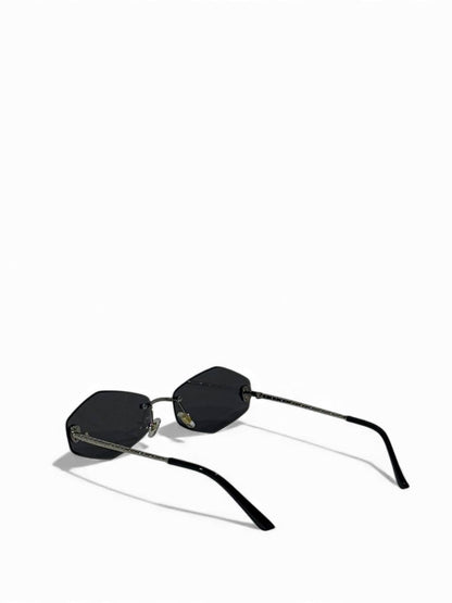 💎 BVLGARI Black Hexagon Rimless Luxury Sunglasses