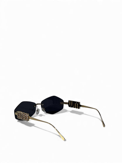 ✨ Miu Miu Crystal-Embellished Rimless Sunglasses 💎🖤