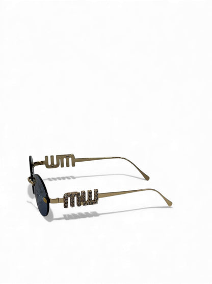 ✨ Miu Miu Crystal Oval Rimless Sunglasses 💙 | Royal Blue Glam Edition