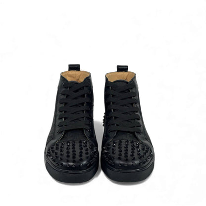 🔥 Christian Louboutin Spiked Black High-Top Sneakers – Red Sole Edition