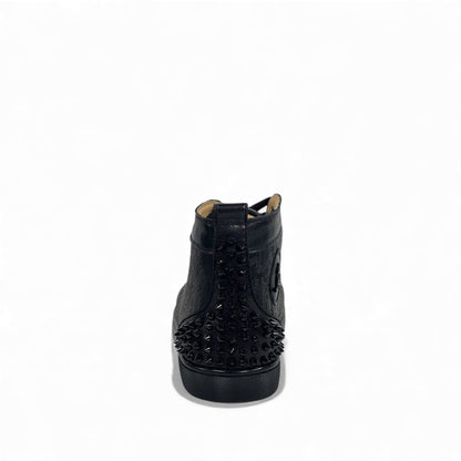🔥 Christian Louboutin Spiked Black High-Top Sneakers – Red Sole Edition