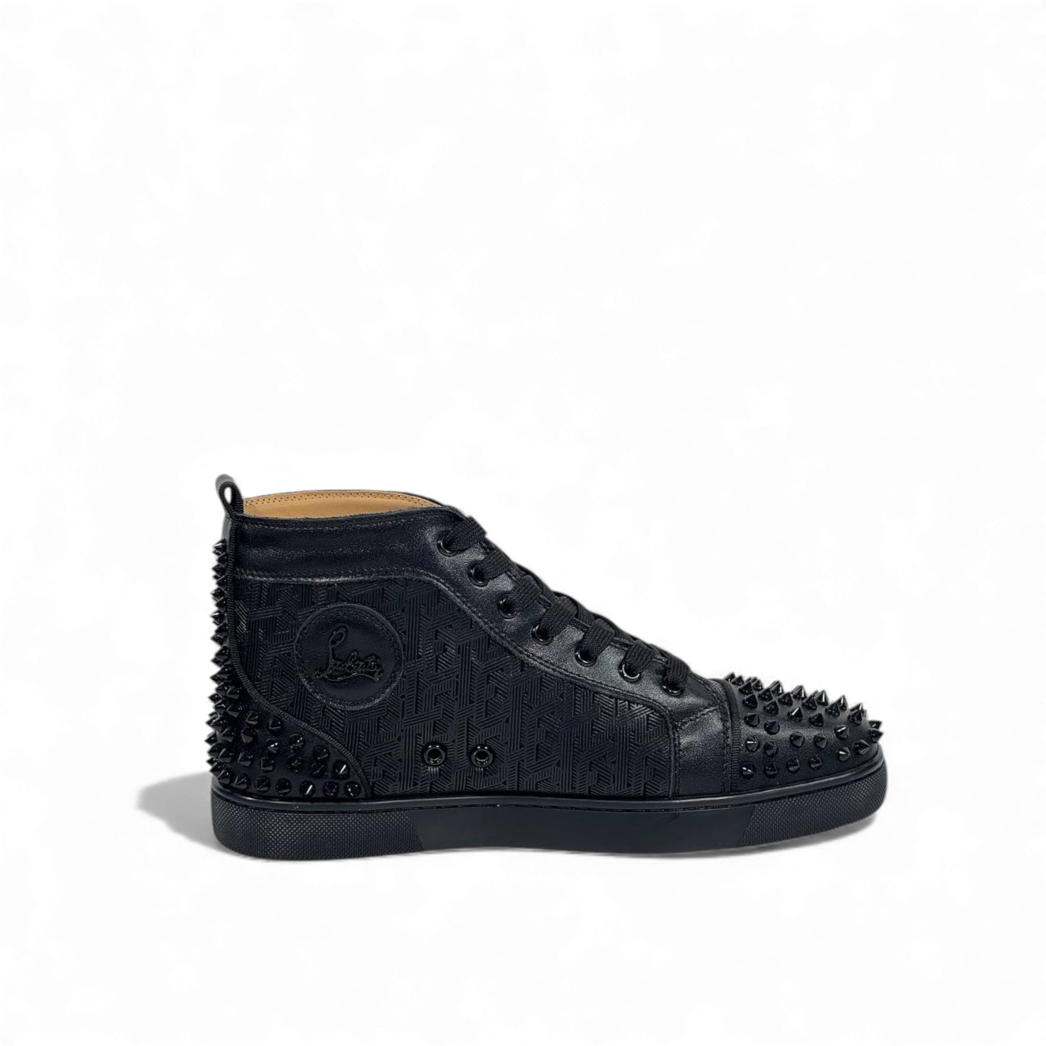 🔥 Christian Louboutin Spiked Black High-Top Sneakers – Red Sole Edition