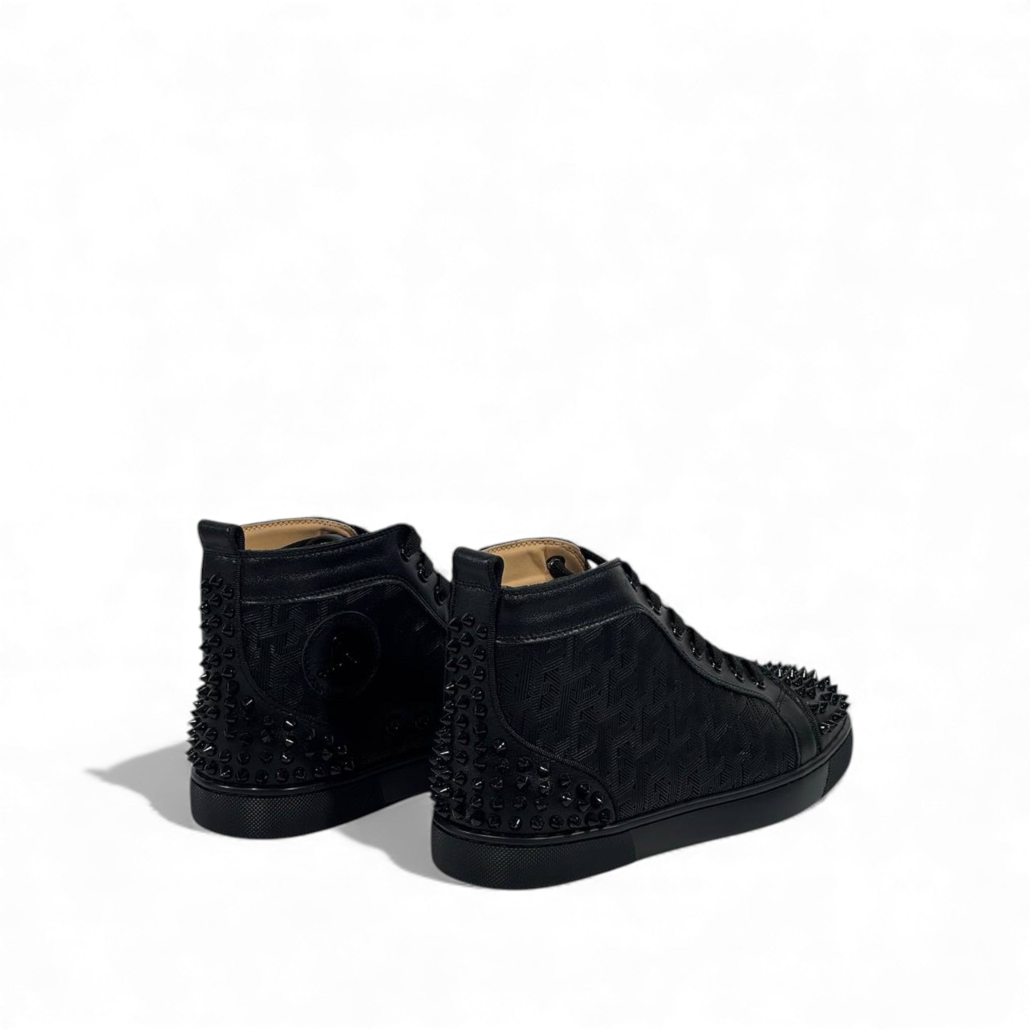 🔥 Christian Louboutin Spiked Black High-Top Sneakers – Red Sole Edition