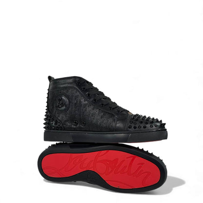 🔥 Christian Louboutin Spiked Black High-Top Sneakers – Red Sole Edition