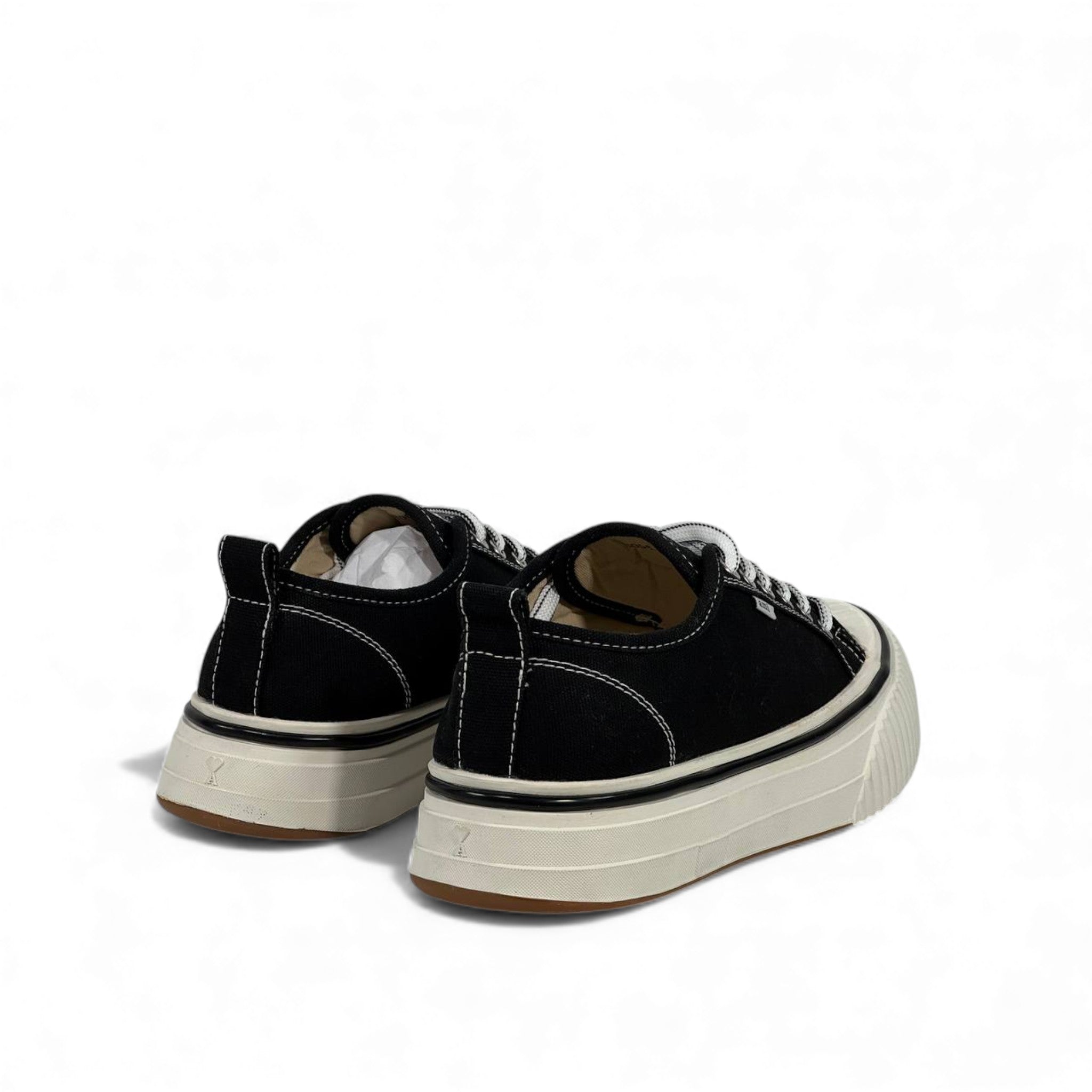 AMI Paris Chunky Black Canvas Sneakers ⚫🤍 Modern Minimalist Street Style