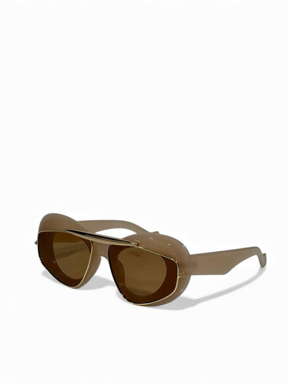 Oversized Retro Shield Sunglasses 🤎✨ Bold Futuristic Street Style