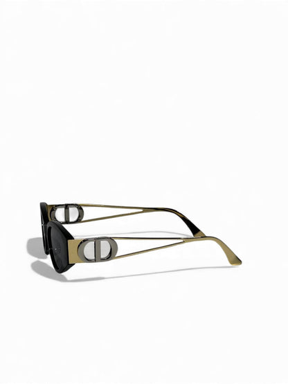 Dior-Inspired Black Oval Sunglasses – Luxury Metal Frame Edition 😎✨