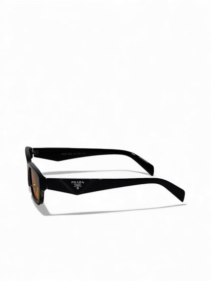 Prada-Inspired Black Rectangle Sunglasses with Amber Lenses – Retro Luxury Edition 😎🔥