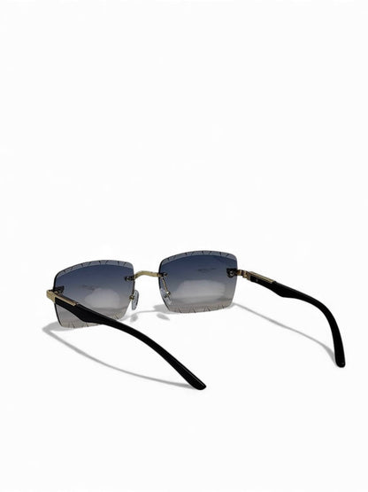 Roberto Cavalli-Inspired Rimless Gradient Square Sunglasses – Gold Serpent Edition 😎✨