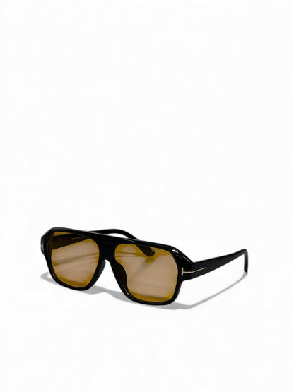 Tom Ford-Inspired Black Aviator Sunglasses – Amber Lens Luxury Edition 😎✨